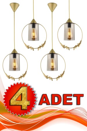 4 Pieces Golden Horn Single Chandelier Antique Smoked Acrylic BEG1220-4A - Begüsa