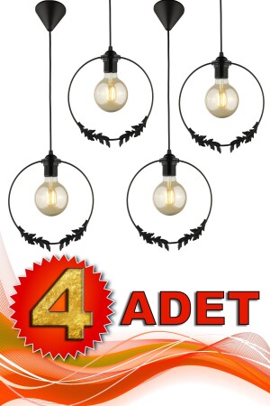 4 Pieces Golden Horn Single Chandelier Black BEG1220-4 - Begüsa