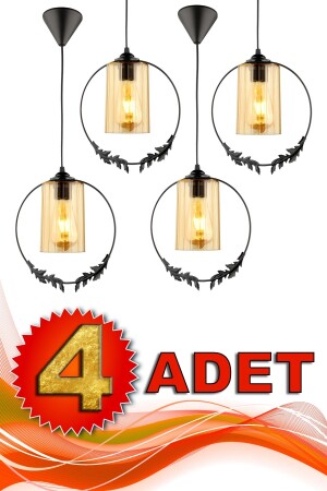 4 Pieces Golden Horn Single Chandelier Black Honey Acrylic BEG1220-4A - Begüsa