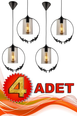 4 Pieces Golden Horn Single Chandelier Black Smoked Acrylic BEG1220-4A - Begüsa