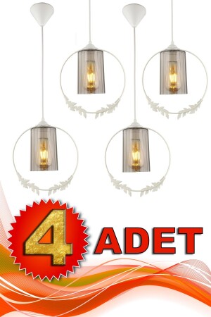4 Pieces Golden Horn Single Chandelier White Smoked Acrylic BEG1220-4A - Begüsa