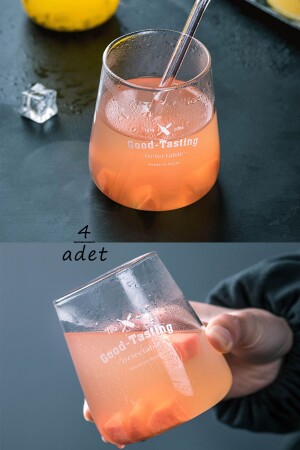 4 Pieces Good Tasting Heat Resistant Borosilicate Glass Trend Coffee Presentation, Soft Drink Glass, 350ml SKZ0549-15 - Sekiz8