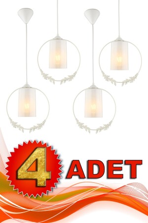 4 Pieces Haliç Single Chandelier White White Acrylic BEG1220-4A - Begüsa