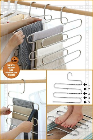 4 Pieces - Metal 5 Layer Closet Trousers Scarf Shawl Hanger - Multiple Hangers - Decorative Smart Hanger - Greathings