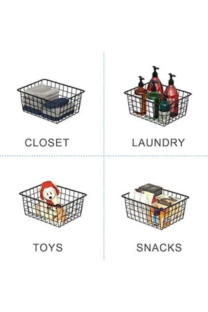 4 Pieces Metal Cabinet Organizer Bathroom Kitchen Toy Makeup Basket LEFİ4 - LEFİEV
