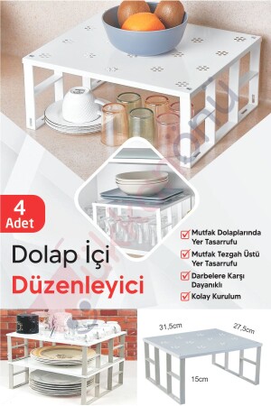 4 Pieces Organizers Large Cabinet Organizer Shelf, Glass Shelf, Organizing Shelf RH-23 - Dükkanönü