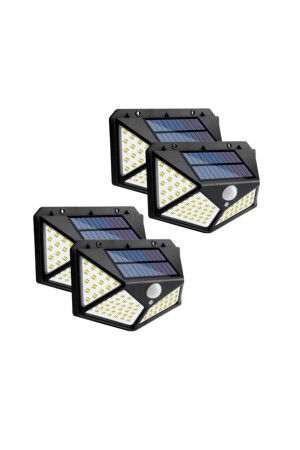 4 Pieces Solar Powered 4 Sided Garden Garage Home Lighting Lamp with Motion Sensor - Zauss