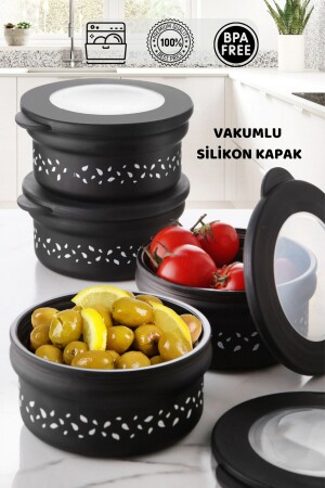 4 Pieces Vacuum Lid Glass Storage Container - Glass Breakfast Set HMNV-4LUCAMSAKLAMA-470-QLUX - HOMENIVA
