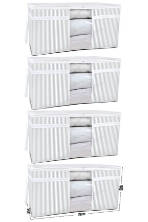 4 Pieces - Window Pillow Duvet Cover Mega 75 X 40 X 40 Cm Gray Striped EST5548637 - ESTİ