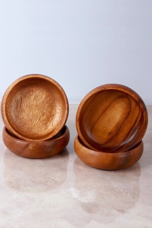 4 Pieces Wooden Bamboo Snack Plate Organic Bamboo Bowl Snack Holder. - Öz Nur Home