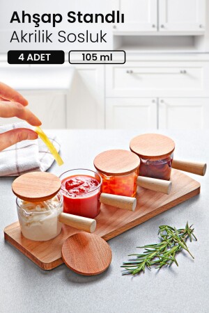 4 Pieces Wooden Covered Jam Bowl Sauce Bowl Tableware Presentation Breakfast Set 80 ml - Kitchen Life