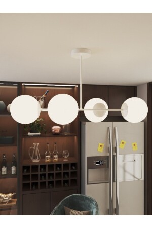 4-Plus Globe White Glass Detailed Modern Luxury Chandelier PIPE-4 PLUGS - avizade