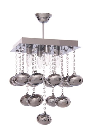 4 quadratische LED-Kronleuchter-Pendelleuchte aus Glas mit Fernbedienung 3160-21-04 - Umur Aydınlatma