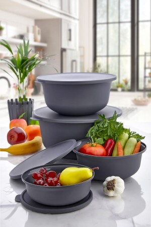 4 Size Storage Container Set with Lids - Dough Proofing Container (7.5 Lt + 4lt + 2lt + 1lt) HMNV-4BOYHAMURKABI-BSF-00837-8-9-40-QLUX - HOMENIVA