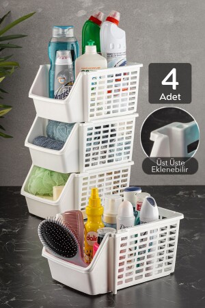 4-Stackable Bathroom Kitchen Shelf t4üstü - Meleni Home