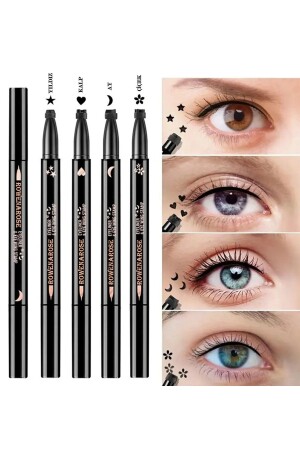 4 Stück doppelseitiger wasserdichter Eyeliner mit Stern-, Blumen-, Mond- und Herzmuster - Rowenarose