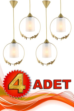 4 Stück Haliç Einzel-Kronleuchter, antikes weißes Acryl, BEG1220-4A - Begüsa