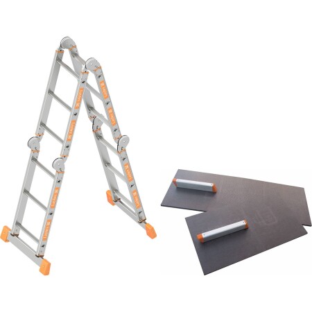 4-teilige Leiter LAYHER TOPIC1057/4x3 mit Arbeitsplattform - Layher
