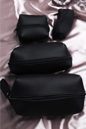 4-teilige schwarze Kosmetiktasche - Mujgan