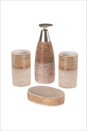 4-teiliges Keramik-Flüssigseifenspender-Badezimmer-Set PNK4493 - Pinkev