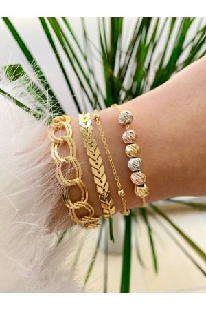 4-teiliges Kombi-Armband-Set für Damen, vergoldet, verblasst nicht - Jack Ferrero