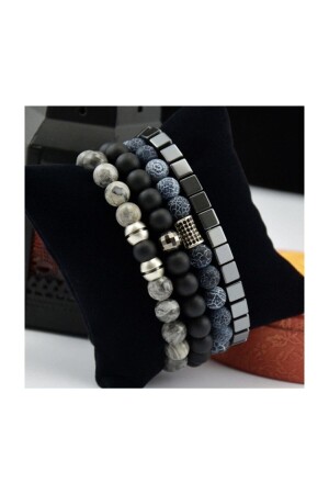 4-teiliges Naturstein-Armband-Set für Herren naturaltaşsetyeni - jackferrero