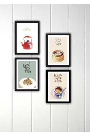 4-teiliges Set für Küche, Heimdekoration, Rahmenoptik, Holzrückseite, selbstklebender MDF-Tisch, Mehrfachset - S&S Vip