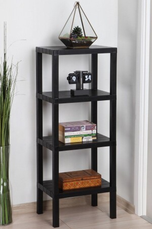 4 Tiers Plastic Shelving Unit Kitchen Shelf Bathroom Shelf Balcony Shelf Bathroom Organizer Black FRPOMG4 - Frapan Home