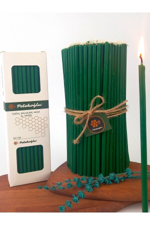 (40 PCS GREEN) Beeswax Candle Wishing Candle Natural Honeycomb Thin Long Party Engagement Wedding Ritual m290 - Petekoğlu