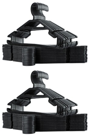 40 Pieces A Quality Plastic Specially Detailed Anti-Slip Unbreakable Trousers T-Shirt Clothes Hangers Black - Karçiçeği Home