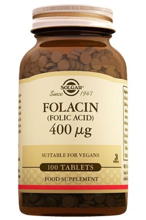 حمض فوليك (فولاسين) 400 ميكغ 100 قرص (حمض فوليك) - Solgar