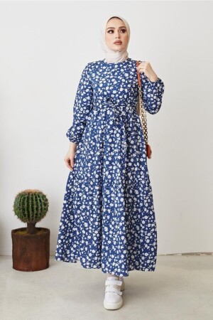 400 Daisy Pattern Dress Indigo - Benguen