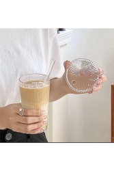400 Ml Isıya Dayanıklı Origami Desen Kapaklı Ve Pipetli Bardak Milkshake Bardağı 1 Adet LİLYA1405 - Lilya Home