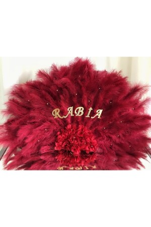 40*35 Cm Bridal Fan Burgundy Color - Ko Tasarim