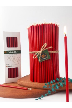 (40PCS RED) Beeswax Candle Wishing Candle Natural Honeycomb Thin Long Party Engagement Wedding Ritual m291 - Petekoğlu