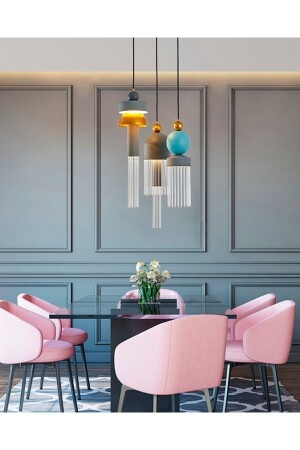 4115-1a Tassel Single Pendant Lamp Chandelier with Rod Glass Blue 4115-1A - Özcan Aydınlatma
