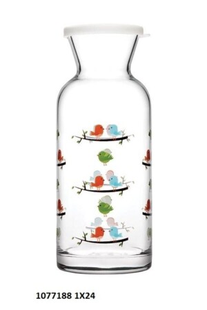 43814 Karaffe, Flasche, weißer Silikonverschluss, Vogelmuster, 1 Stück 1077188 - Paşabahçe