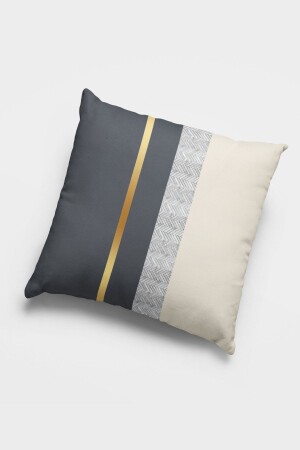 43x43cm Dokuma Premium Tay Tüyü Kumaş Varak Çizgili Çift Taraflı Kırlent Yastık Kılıfı Krl980 - Viva Home