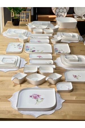 46 Parça Fleur Porselen Kahvaltı Takımı fleur-0034 - Onedekor