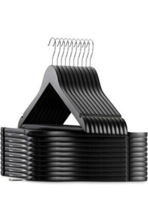 48 Black Wooden Look Plastic Clothes Hangers - Cherchi