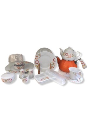 48 Piece Orange Breakfast Set 132148 SEVGI3171 - Güral Porselen