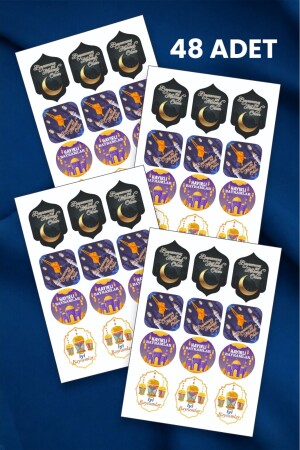 48 Pieces 4-6 Cm Ramadan Feast Happy Holidays Label Set Sticker Gift Ramadan Package - İstisna