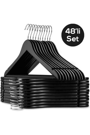 48 Pieces A Quality Plastic Hanger Black Clothes Clothes Hanger Hanger Shirt Hanger Trouser Hanger black48 - Canbay Store
