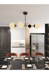 4'lü Glop Beyaz Cam Detaylı Modern Lüks Avize BORU-4LÜ - avizade
