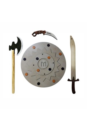4'lü Kalkan Balta Kılıç Karambit Ahşap Oyuncak Seti - Ahtek