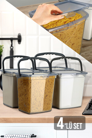 4'lü Un Ve Bakliyat Kabı 6 Litre - Platin Serisi Y-494 - Meleni Home