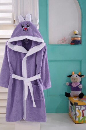 5-6 Years Old Embroidered 100% Cotton Children's Bathrobe 153-89-0033 - Riva