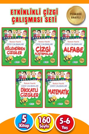5-6 Years Primary School Preparation Line Studies Set 5 Books 160 Pages - Harika Kitap