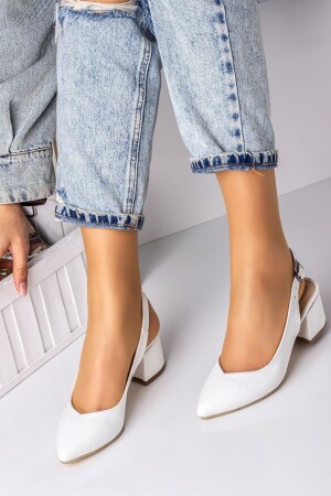 5 Cm Heeled Women's Heeled Shoes-white - Lal Shoes & Bags