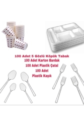 5 Gözlü Tabldot Köpük Tabak - Plastik Çatal,kaşık-karton Bardak 00000017 - Hayat